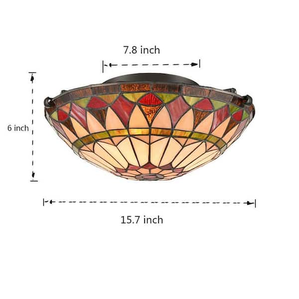 CLAXY 18 in. 3-Light Red Flush Mount with Decorative Glass Shade