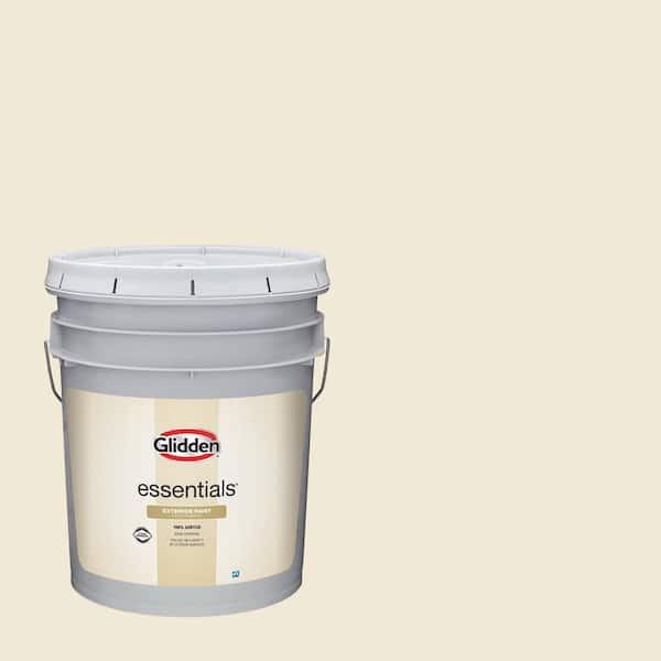 Glidden Essentials 5 gal. PPG1105-1 Creamy White Flat Exterior Paint