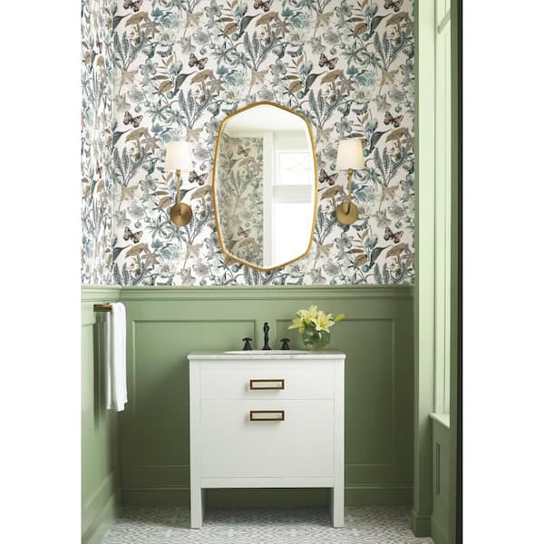 White and Blue Butterfly House Paper Non-Pasted Matte Wallpaper