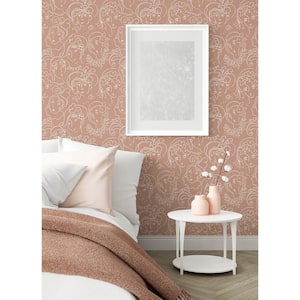 Lovely Orange Ladies Who Lunch Novelty Peel and Stick Wallpaper Sample