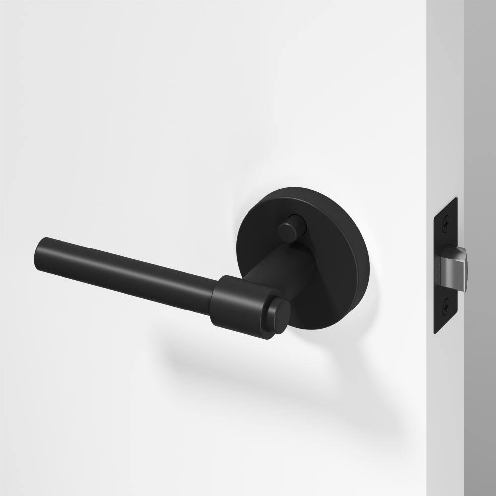 Zen Metal Matte Black Privacy Bed/Bath Round Door Handle with Push Button and Round Rosette price history on PriceWatchPro