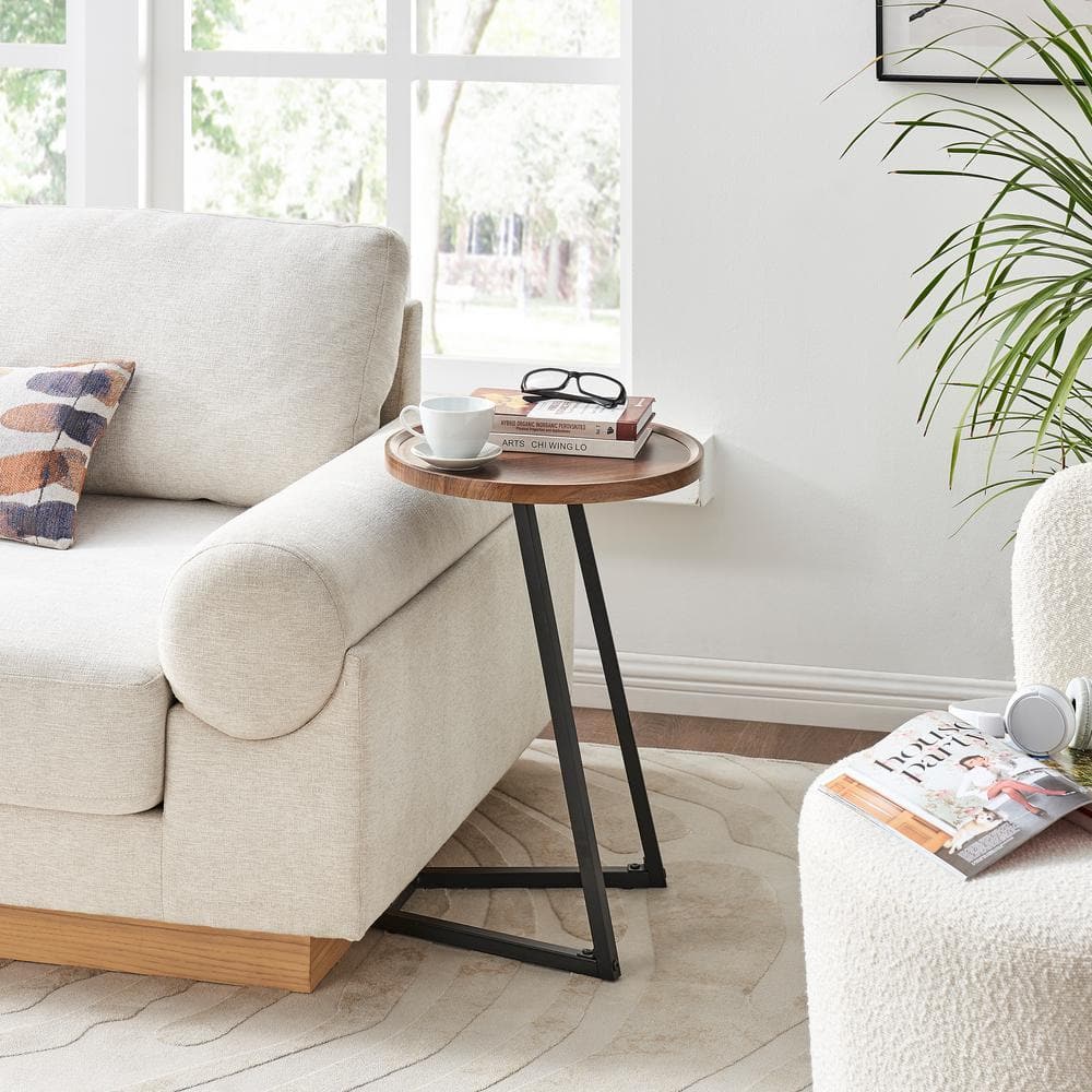 DANYA B Addison 15.75 in. Round Angled Couch-Side Accent C-Table