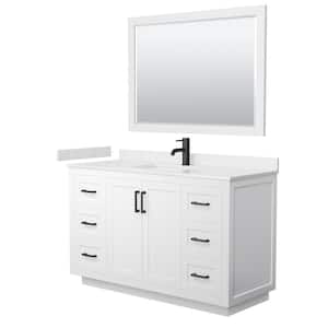 Miranda 54 in. W x 22 in. D x 33.75 in. H Single Sink Bath Vanity in White with Carrara Cultured Marble Top and Mirror