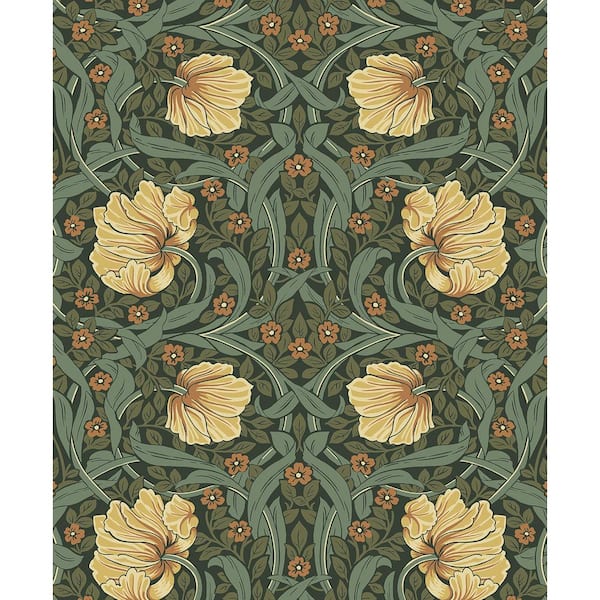 NextWall Meadow Green and Amber Pimpernel Garden Vinyl Peel and Stick Wallpaper Roll (Covers 31.35 sq. ft.)