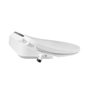 Quiet Close Electric Smart Bidet Seat for Elongated Toilet in White with Front/rear Wash, Remote Control