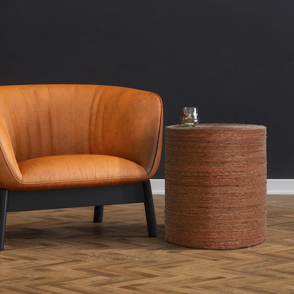 Crawford & Burke Hana 20 in. Brown Woven Rattan End Table