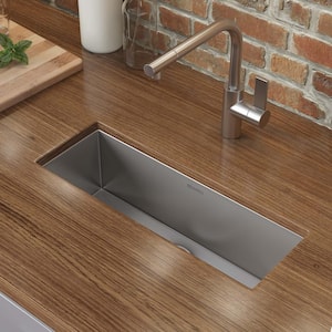 Undermount Stainless Steel 23 in. W 16-Gauge Narrow Bar Trough Single Bowl Kitchen Sink