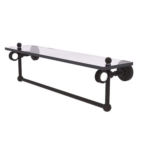 Allied Brass Pacific Grove 22 in. W x 6.4 in. H x 5.13 D Glass Rectangular Shelf in Oil Rubbed Bronze with Towel Bar and Dotted Acc.