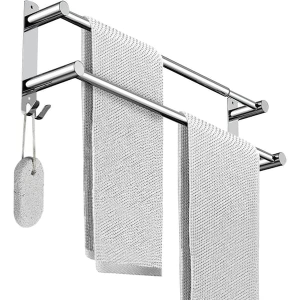 Self Adhesive Towel Rod Towel Bar Stick on Wall Bath Towel Holder Rail Rack  Kitchen Bathroom, Pink