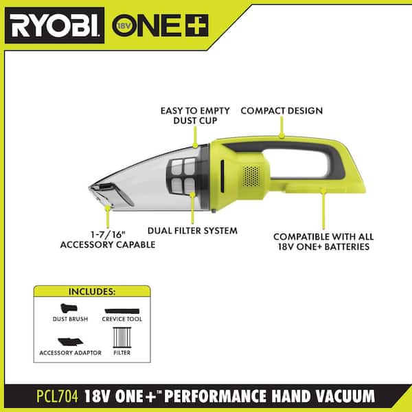 RYOBI - ONE+ 18V Cordless Performance Hand Vacuum Kit with 2.0 Ah Battery and Charger
