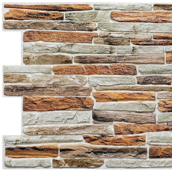 3D Falkirk Retro III 39 in. x 20 in. Orange Faux Stone PVC Decorative Wall Paneling (5-Pack)