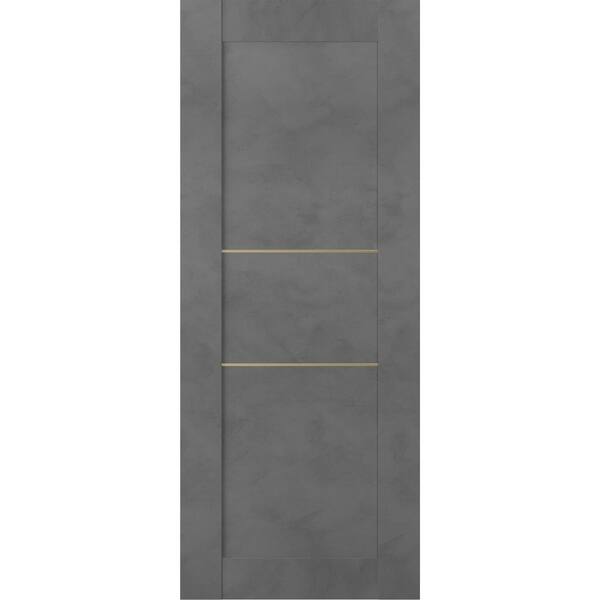 Belldinni Vona 07 2H Gold 30 in. W x 80 in. H x 1-3/4 in. D 1-Panel Solid Core Dark Urban Prefinished Wood Interior Door Slab