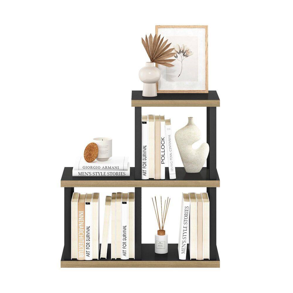 Black and Wood 3-Cube Decorative Display Shelf