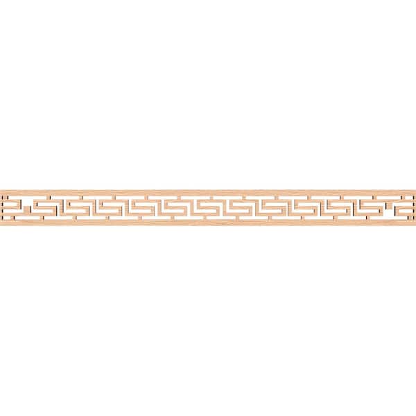 Ekena Millwork Tulum Fretwork 0.375 in. D x 46.375 in. W x 4 in. L Red Oak Wood Panel Moulding