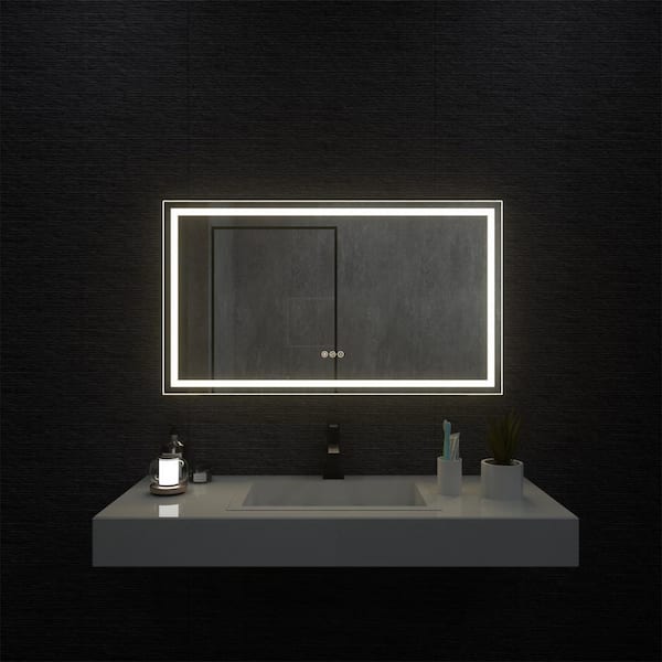 niveal 42 in. W x 24 in. H Rectangular Frameless LED Wall Bathroom Vanity Mirror