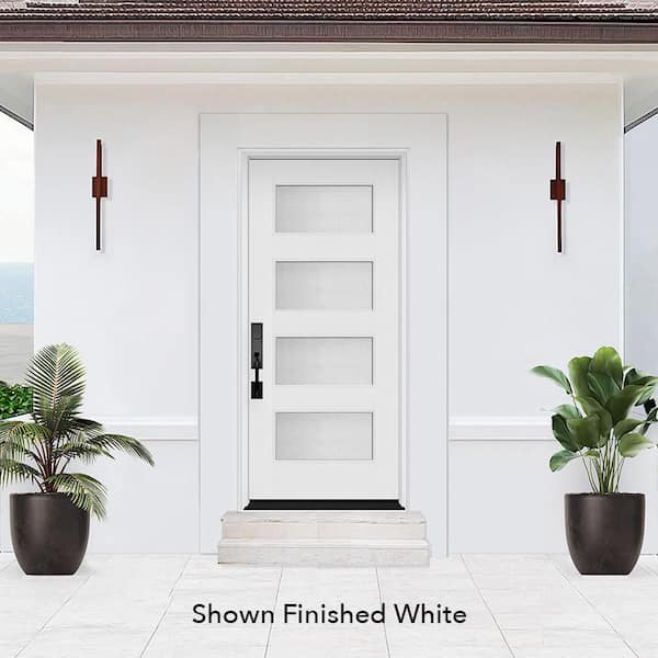 Palisade 36 in. x 80 in. 4L MicroGranite Impact Glass RHIS Unfinished Fiberglass Prehung Front Door with 6-9/16 Jamb