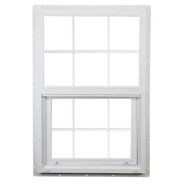 Ply Gem 35.5 in. x 47.5 in. Classic Series White Vinyl Single Hung Window with Grilles and HPSC Glass, Screen Included