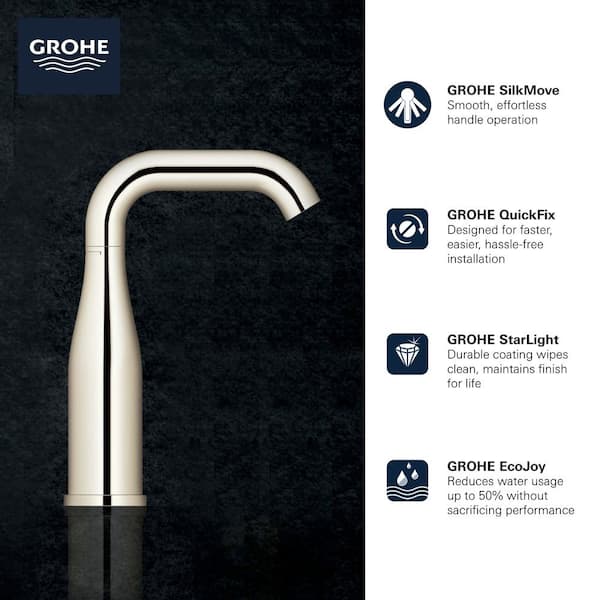 GROHE M-Size Single Hole Single-Handle Bathroom Faucet with Limiter in Hard Graphite 23485A0A - The Home Depot