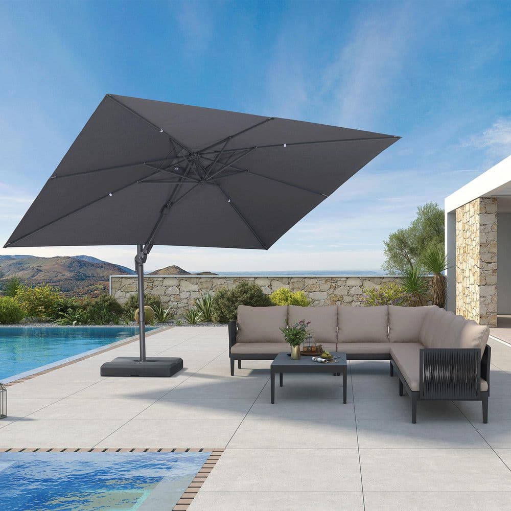 9 ft. x 12 ft. Outdoor Patio Umbrella Cantilever Swivel Umbrella Aluminum Offset 360° Rotation Umbrella in Graphite Grey price history on PriceWatchPro