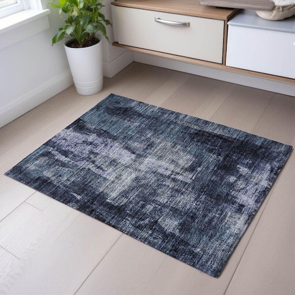Mayfield Premium Machine Washable Abstract AMF1077 Navy 2 ft. x 3 ft. Area Rug