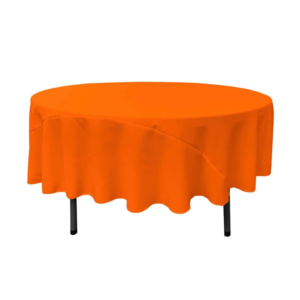 LA Linen 90 in. Orange Polyester Poplin Round Tablecloth TCpop90R