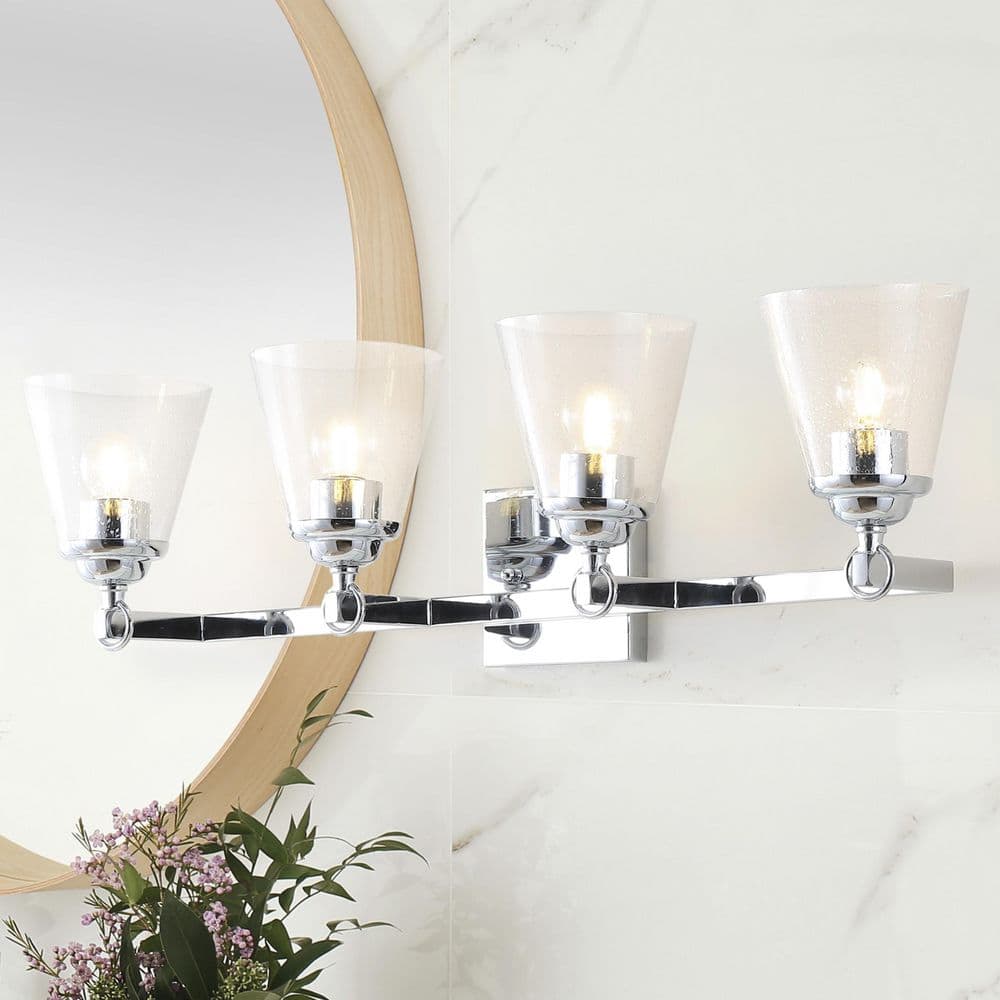 Marion 28.5 in. 4-Light Hurricane Metal/Glass Chrome Vanity Light price history on PriceWatchPro