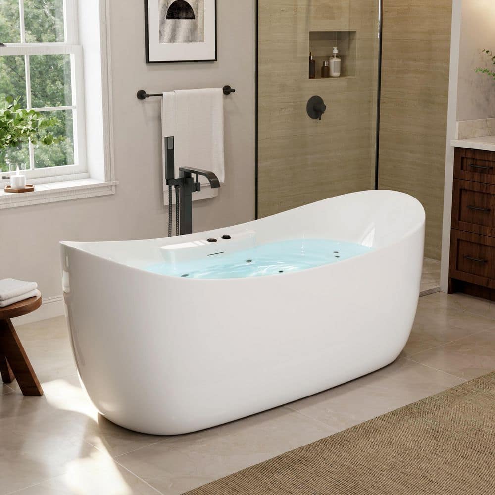 HOROW 71 in. x 31 in. Acrylic Freestanding Whirlpool and Air
