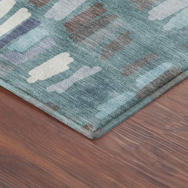 Mayfield Premium Machine Washable Abstract AMF2377 Teal 2 ft. x 3 ft. Accent Rug