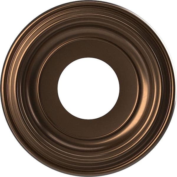 Ekena Millwork Traditional 10 in. O.D. x 3-1/2 in. I.D. x 1-1/8 in. P Thermoformed PVC Ceiling Medallion Metallic Antique Brass