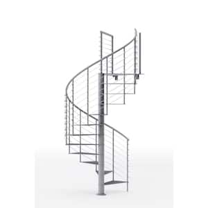 Hayden Gray Interior 60in Diameter, Fits Height 102in - 114in, 1 42in Tall Platform Rail Spiral Staircase Kit