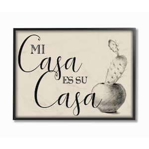 11 in. x 14 in. "Mi Casa es Su Casa Tan Spanish Cactus Drawing" by Artist Daphne Polselli Framed Wall Art