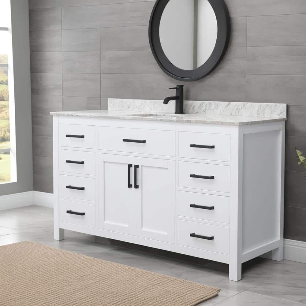 Beckett 60" White Freestanding Single Bathroom Vanity with Cultured Marble Top