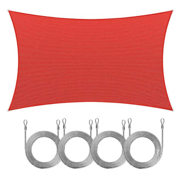 8 ft. x 10 ft. Rectangle Sun Shade Sail with Rope-Red