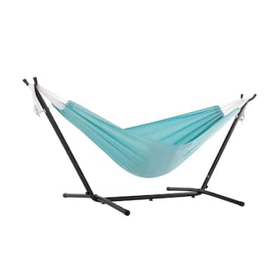 9 ft. Portable Polyester Hammock with Stand in Aqua