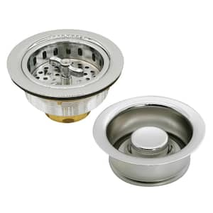 Wing Nut Style Kitchen Basket Strainer with Waste Disposal Flange and Stopper, Polished Nickel