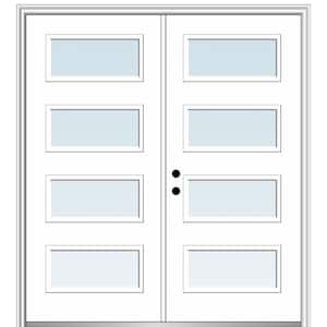 Celeste 64 in. x 80 in. Right-Hand Inswing 4-Lite Clear Low-E Primed Fiberglass Prehung Front Door on 4-9/16 in. Frame