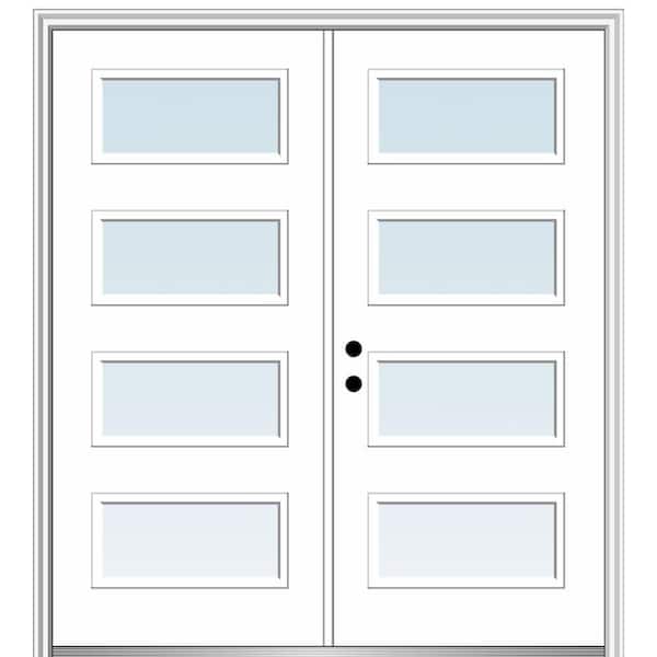 MMI DOOR Celeste 72 in. x 80 in. Right-Hand Inswing 4-Lite Clear Low-E Primed Fiberglass Prehung Front Door on 6-9/16 in. Frame