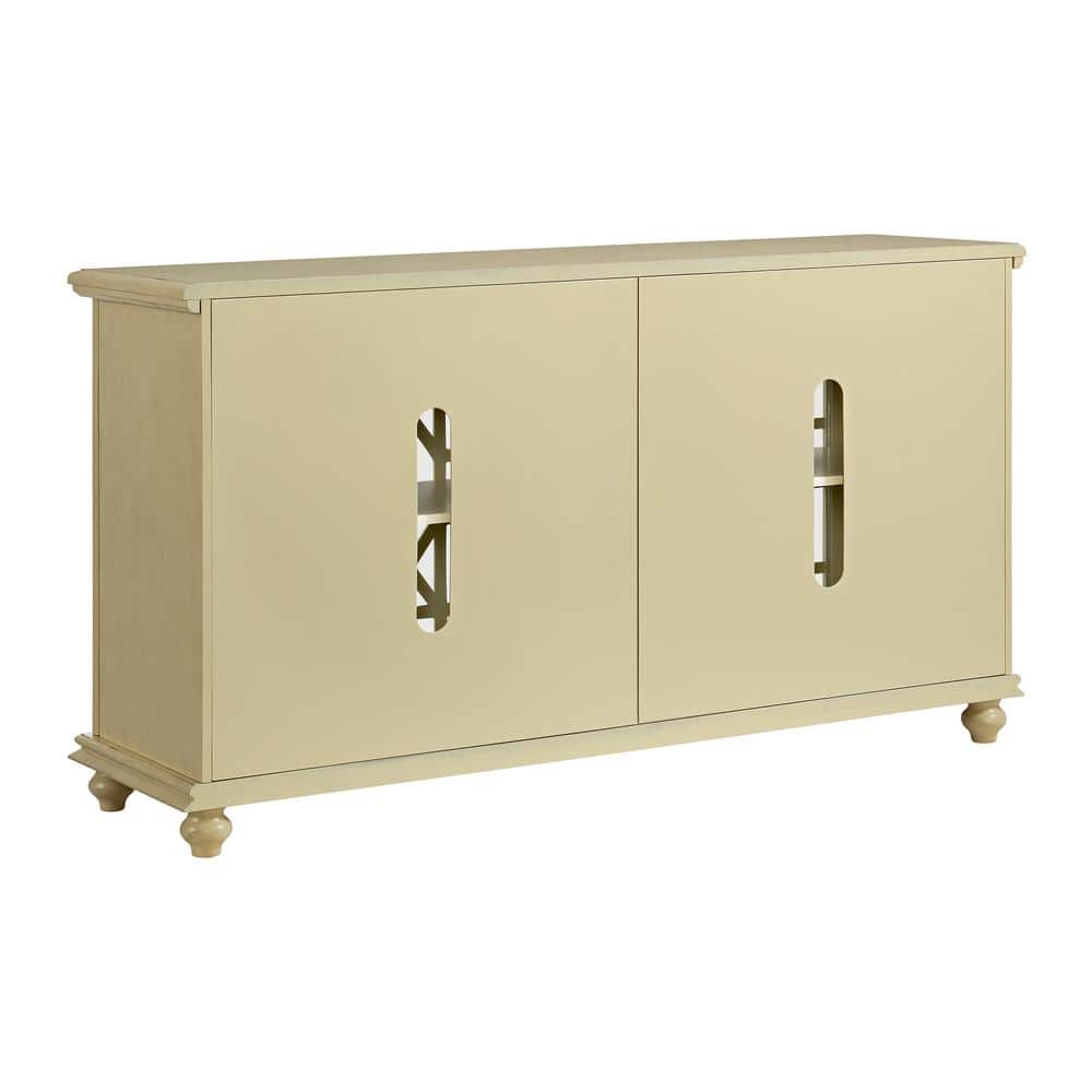 Ahmara Antique White 63'' Traditional Media Console with Cabinet
