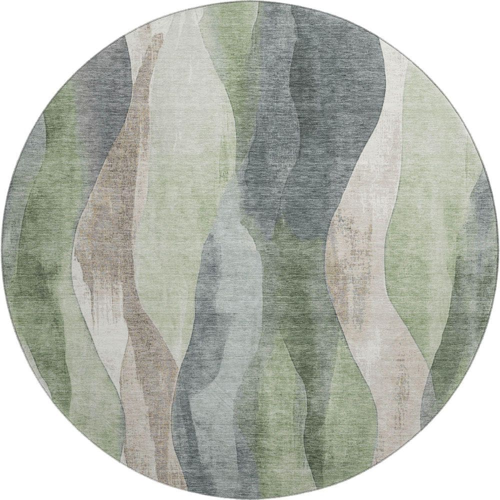 Mayfield Premium Machine Washable Abstract AMF1989 Fern 8 ft. x 8 ft. Round Rug price history on PriceWatchPro