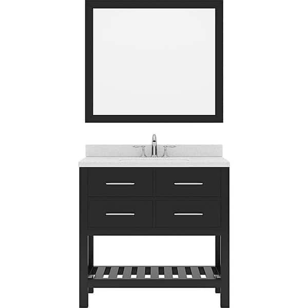 Virtu USA Caroline Estate 36 in. W x 22 in. D x 35 in. H Single Sink Bath Vanity in Espresso with Quartz Top and Mirror