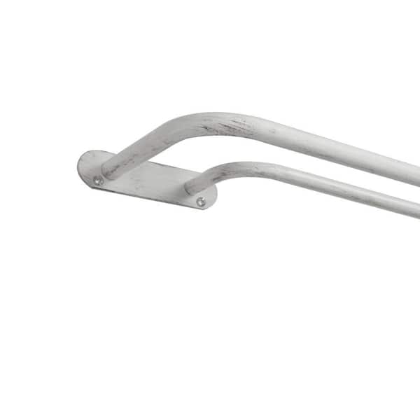 EXCLUSIVE HOME Fetter 52 in. - 72 in. Adjustable 3/4 in. Double Curtain Rod Kit in Distressed White with Finial