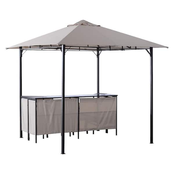 Outsunny 8 ft. x 8 ft. 3-Piece Steel Outdoor Furniture Covered Gazebo Patio Bar Set