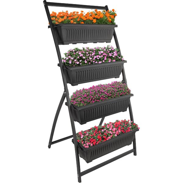 4-Tier Vertical Planter, Black