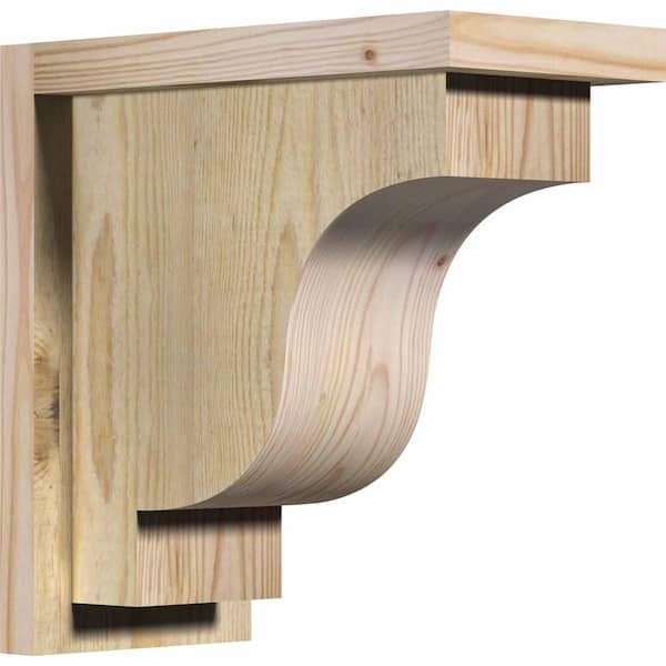 Ekena Millwork 6 in. x 12 in. x 12 in. Douglas Fir Newport Rough Sawn Corbel with Backplate