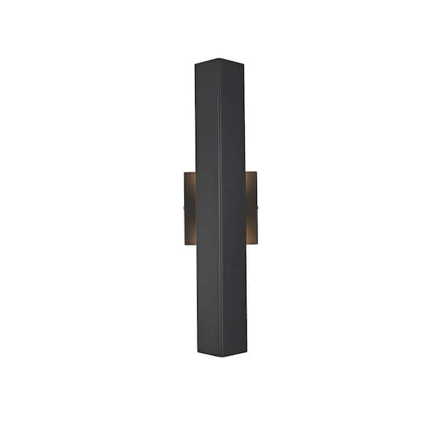 18 in. Black Outdoor Hardwired Wall Sconce with Integrated LED