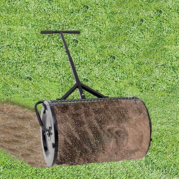 24 in. Compost Spreader Adjustable Heights Peat Moss Spreader Rust-Proof and Corrosion-Proof for Lawn Garden Care