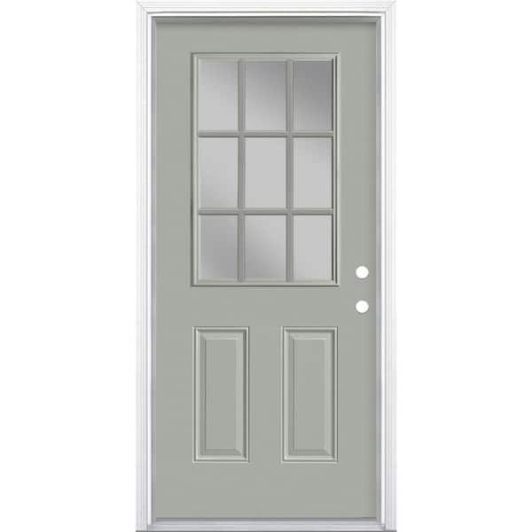 Masonite 36 in. x 80 in. 9 Lite Left Hand Inswing Painted Steel Prehung Front Exterior Door with Brickmold
