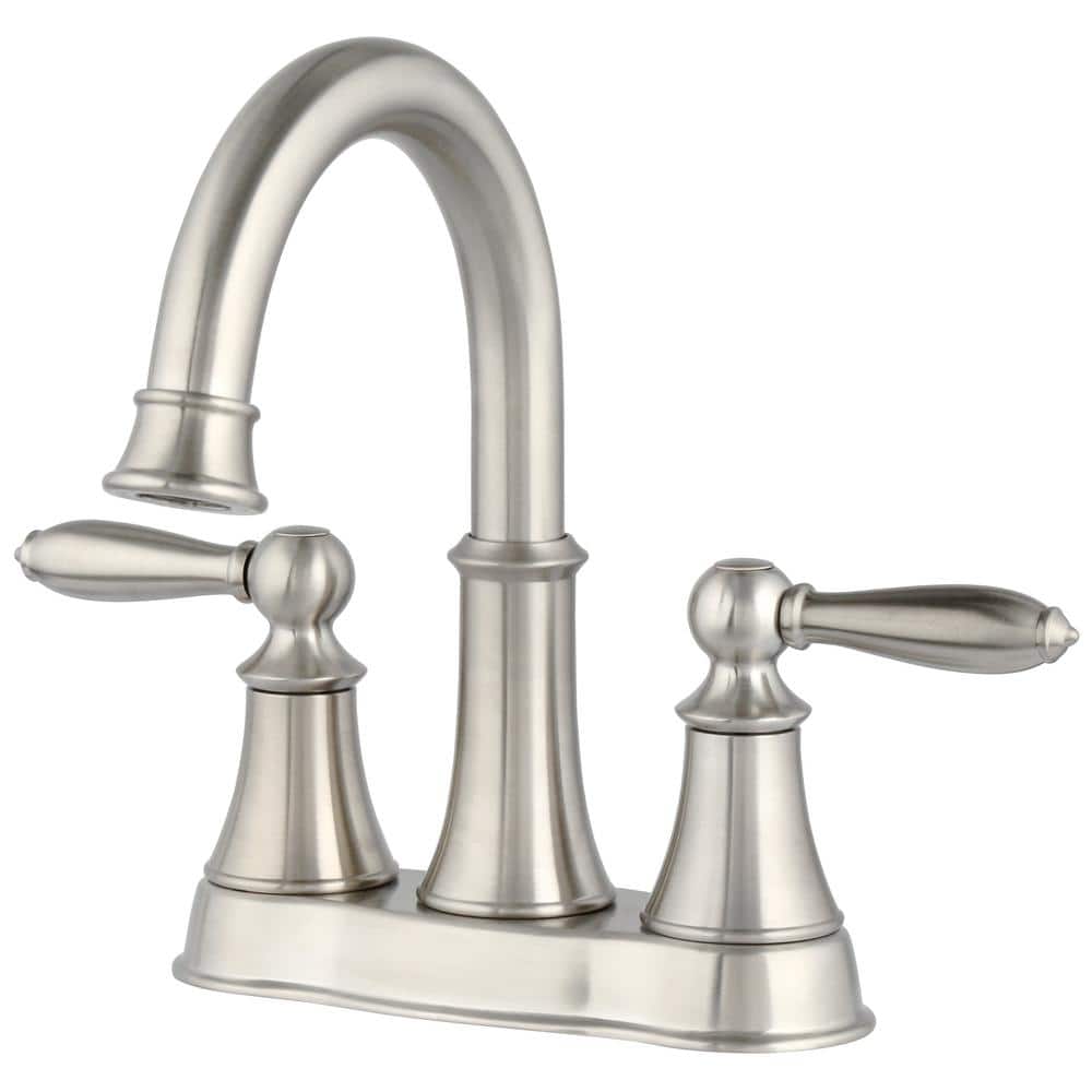 Brushed Nickel Double Handle High Arc Bathroom Faucet