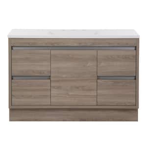 Raine 48 in. W x 19 in. D x 33 in. H Single Sink Freestanding Bath Vanity in Forest Elm with White Cultured Marble Top