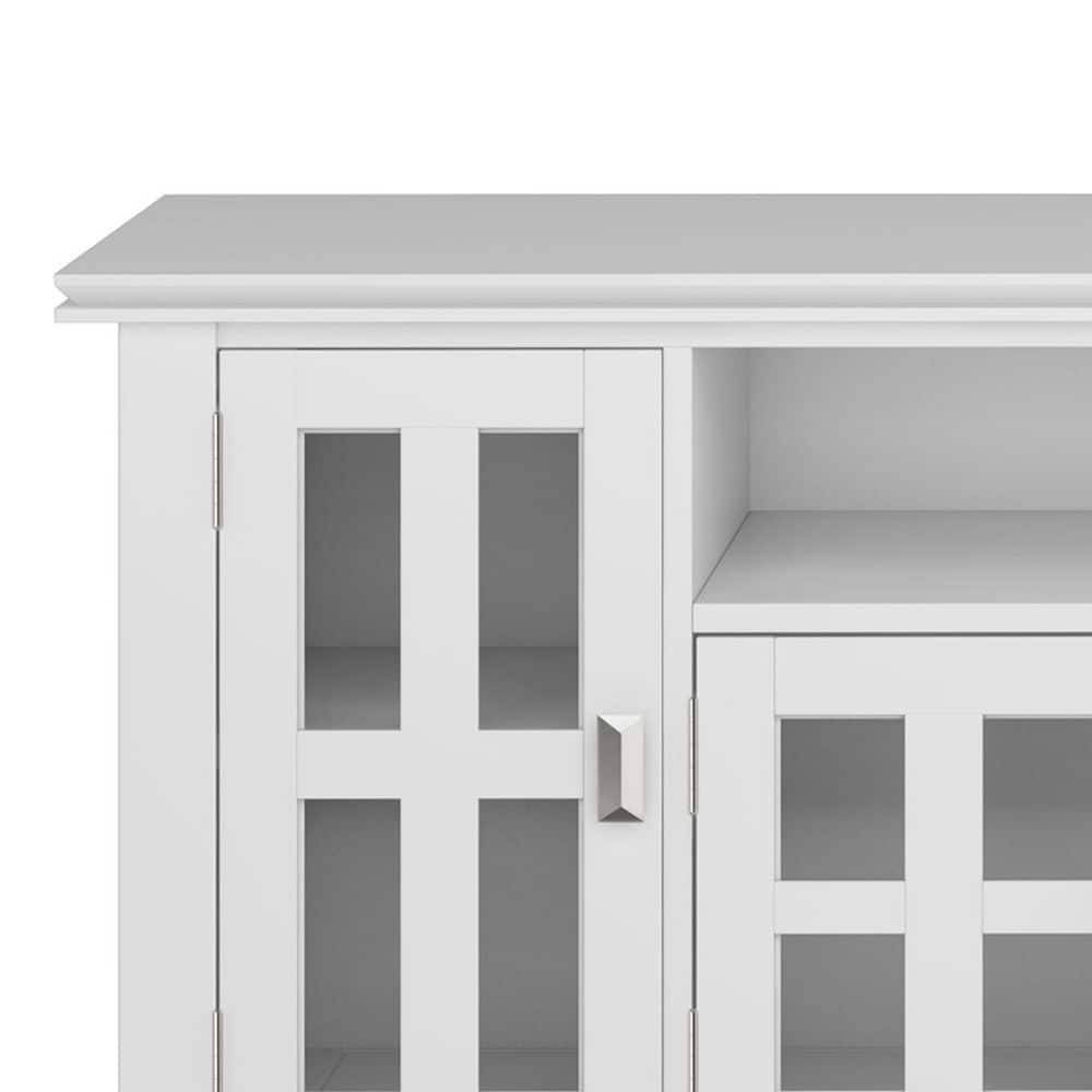 White Solid Wood 72 Inch TV Media Stand with Cabinets